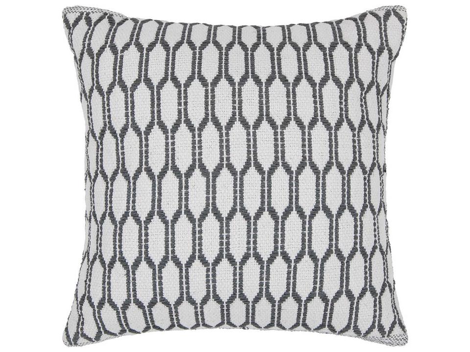 Cotton Handmade Accent Cushion in White and Grey 22 Inch Square