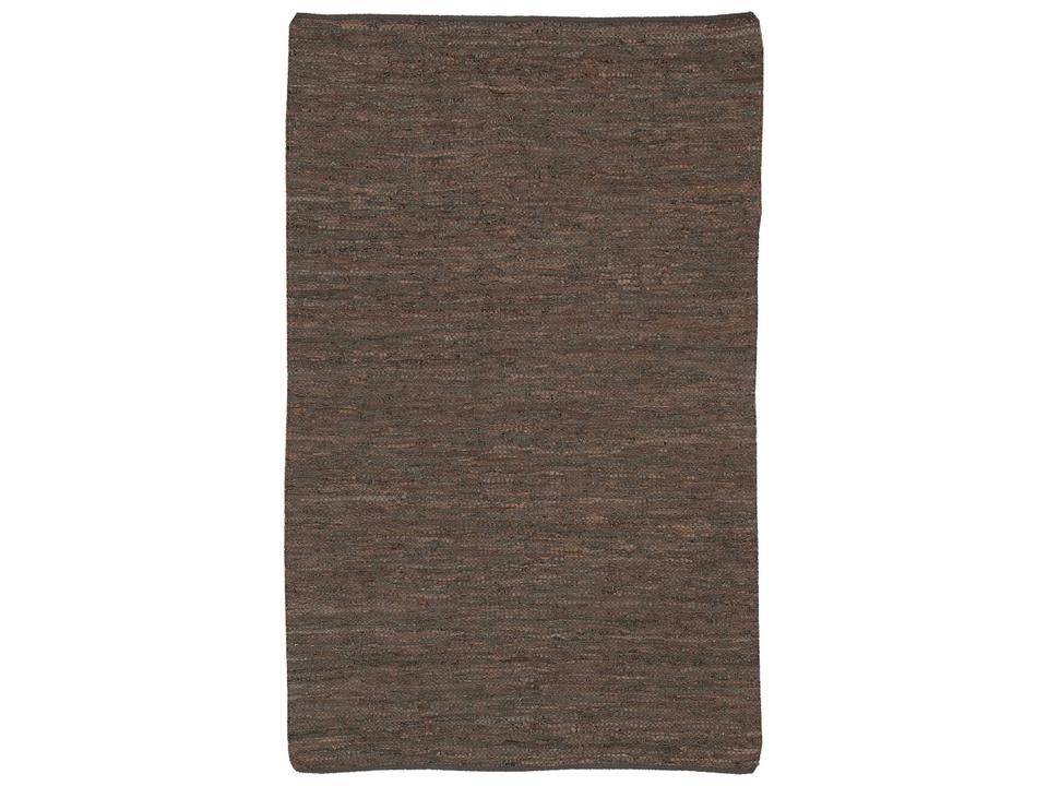 Saket Hand-Woven Leather Cotton Jute Area Rug in Brown Tones