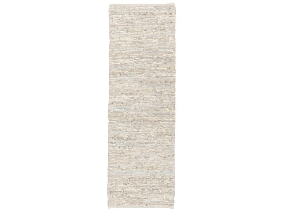 Saket Hand-Woven Leather Runner Rug in Ivory