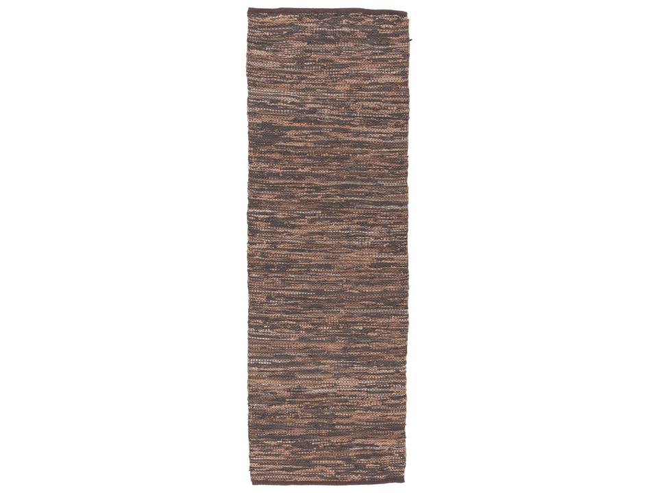 Saket Hand-Woven Leather and Cotton Runner Area Rug in Brown