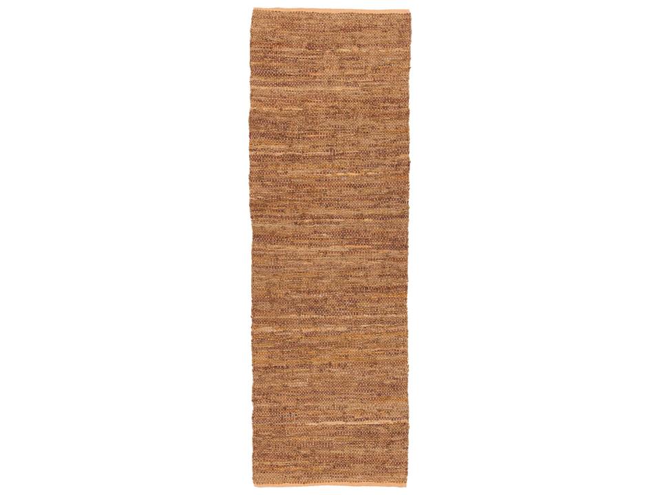 Saket Hand-Woven Jute and Leather Flat Weave Runner Rug in Natural Tones