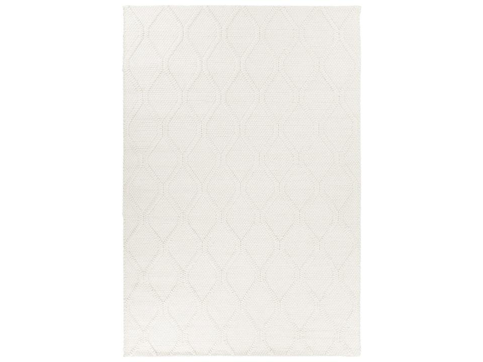 Sujan Hand-Woven Wool and Viscose Area Rug in White