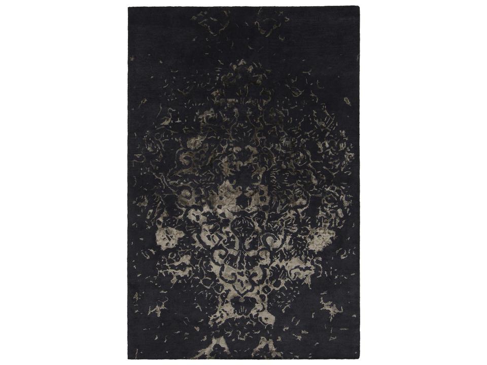 Veleno Hand-Tufted Floral Area Rug in Charcoal Grey Beige