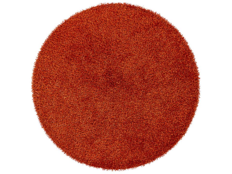 Zara Round Hand-Woven Shag Area Rug in Rust