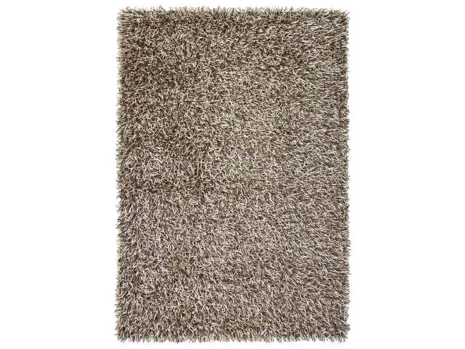 Zara Hand-Woven Polyester Shag Area Rug in Grey and Cream