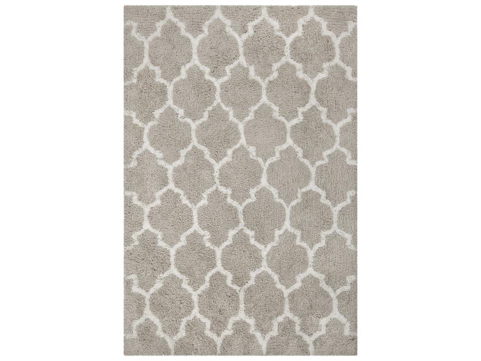 Zoya Moroccan Hand-Tufted Polyester Area Rug in Silver and White