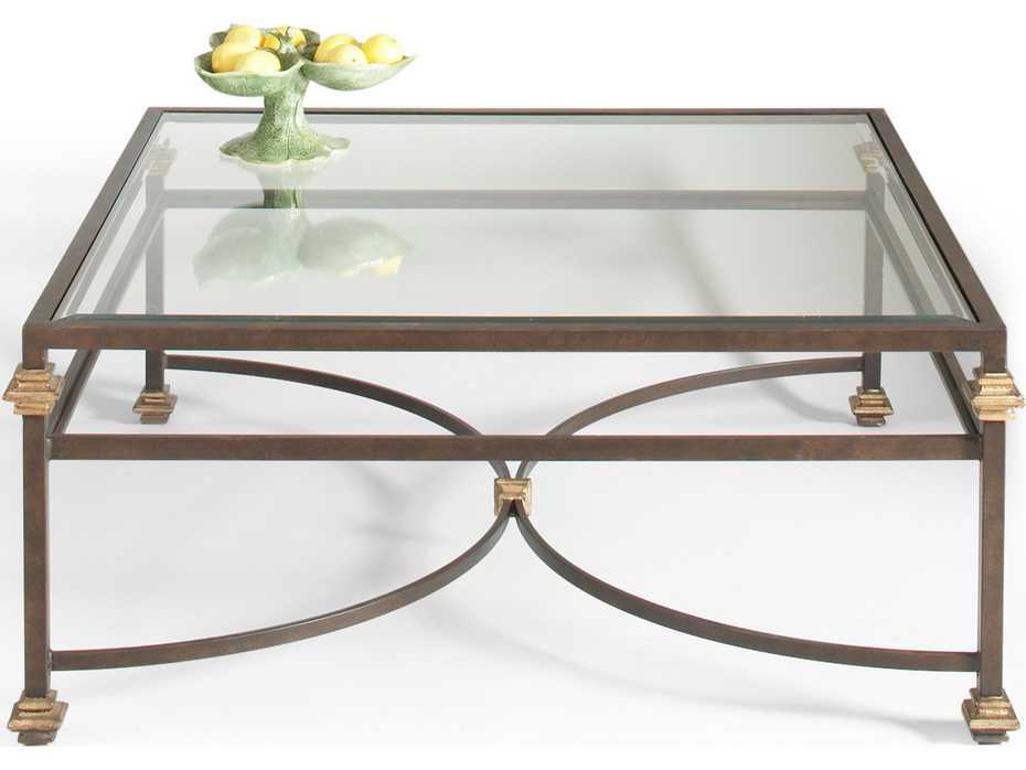 Collar Square Coffee Table in Bronze with Gold Accents