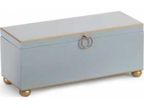 Rectangular Decorative Box in Pastel Blue with Antique Gold Trim