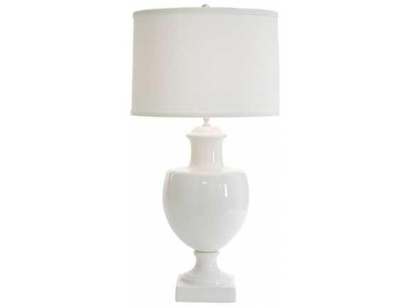 Greenwich White Ceramic Table Lamp with Off White Linen Shade