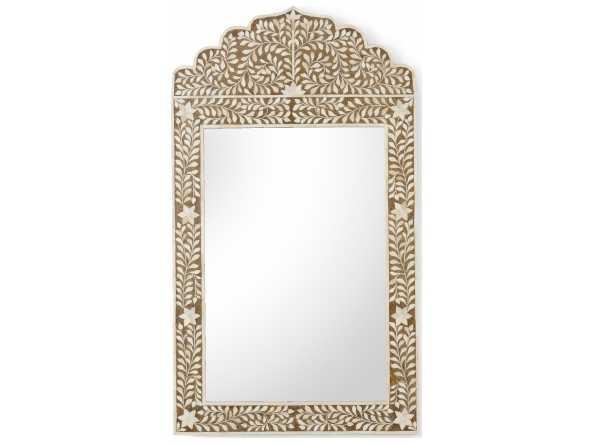 Crown Rectangular Wall Mirror with Brown Bone Inlay