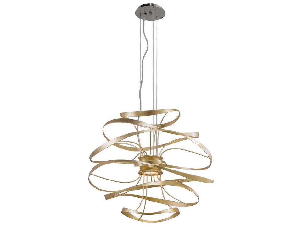 Calligraphy LED Pendant Light in Gold Leaf and Polished Stainless