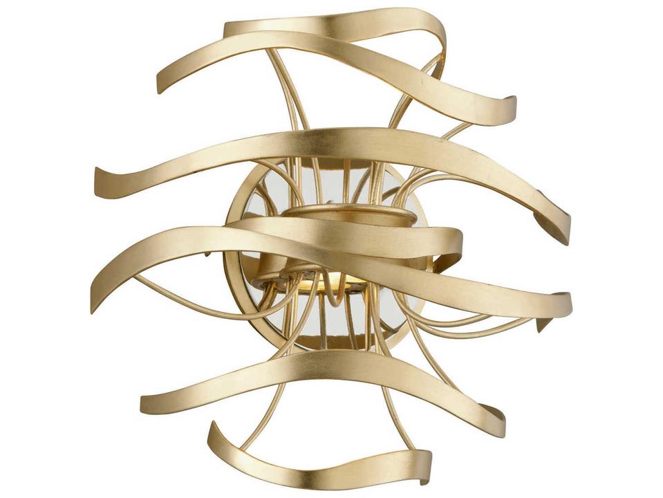 2-Light Calligraphy Integrated LED Wall Sconce in Gold Leaf and Polished Stainless