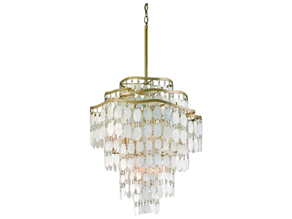 Dolce 12-Light Chandelier in Champagne Leaf with Capiz Shell and Crystal
