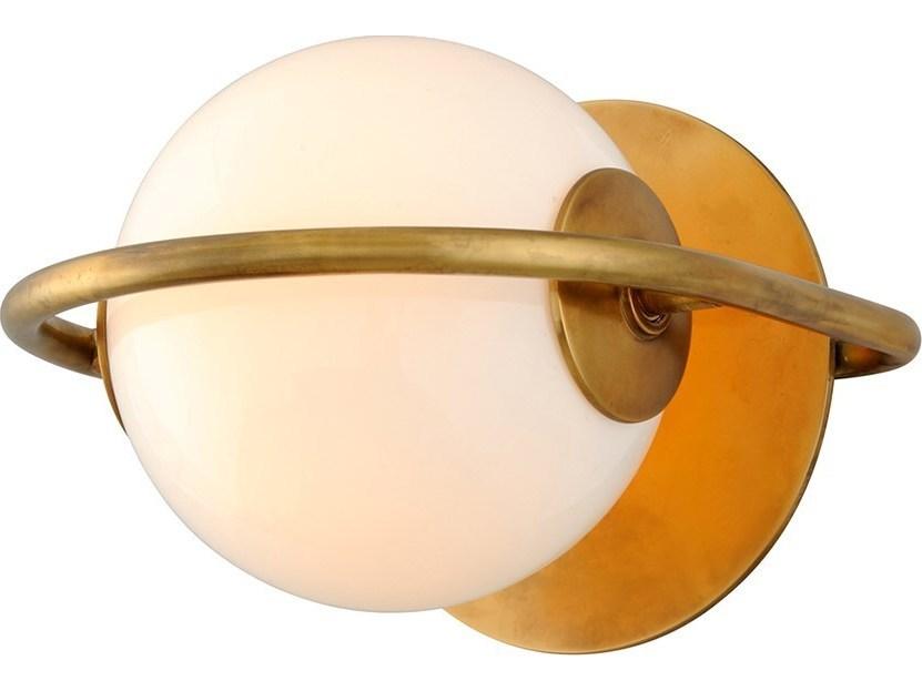 Everley 1-Light Wall Sconce in Vintage Brass with Opal Shade