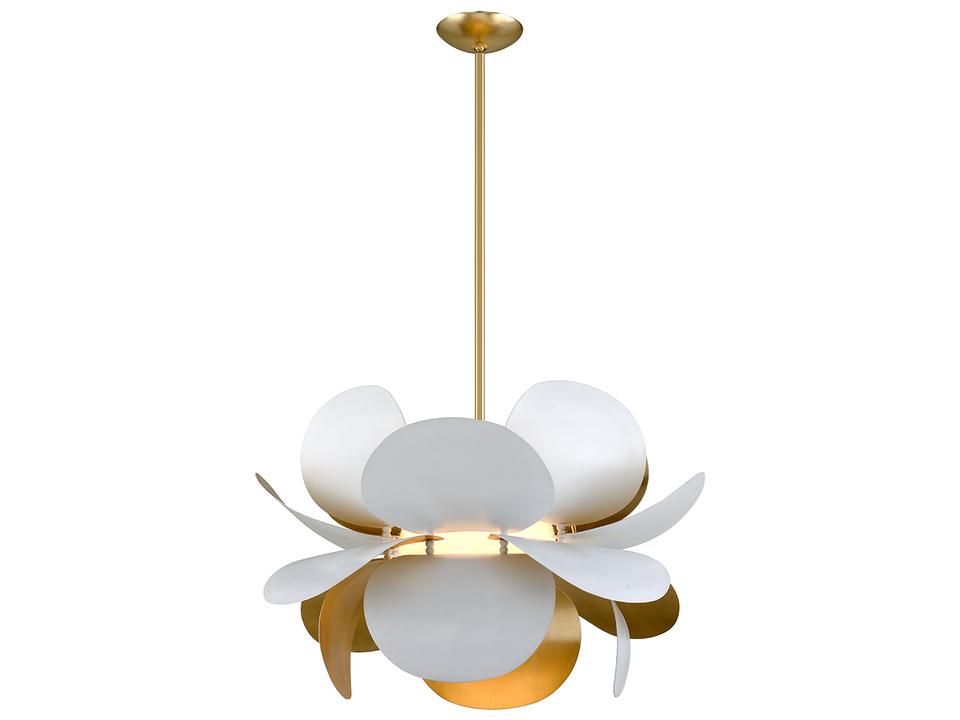 Ginger 1-Light Sculptural Pendant Light in Gold Leaf and Soft White