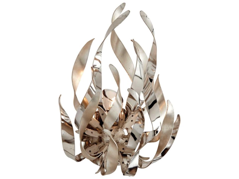 Graffiti 1-Light Wall Sconce in Silver Leaf and Polished Stainless