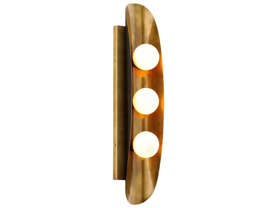 Hopper 3-Light Wall Sconce in Solid Brass with Vintage Brass Bronze Accents