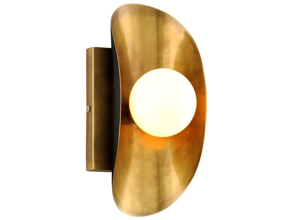 Hopper 1-Light Wall Sconce in Vintage Brass Bronze Accents and Solid Brass