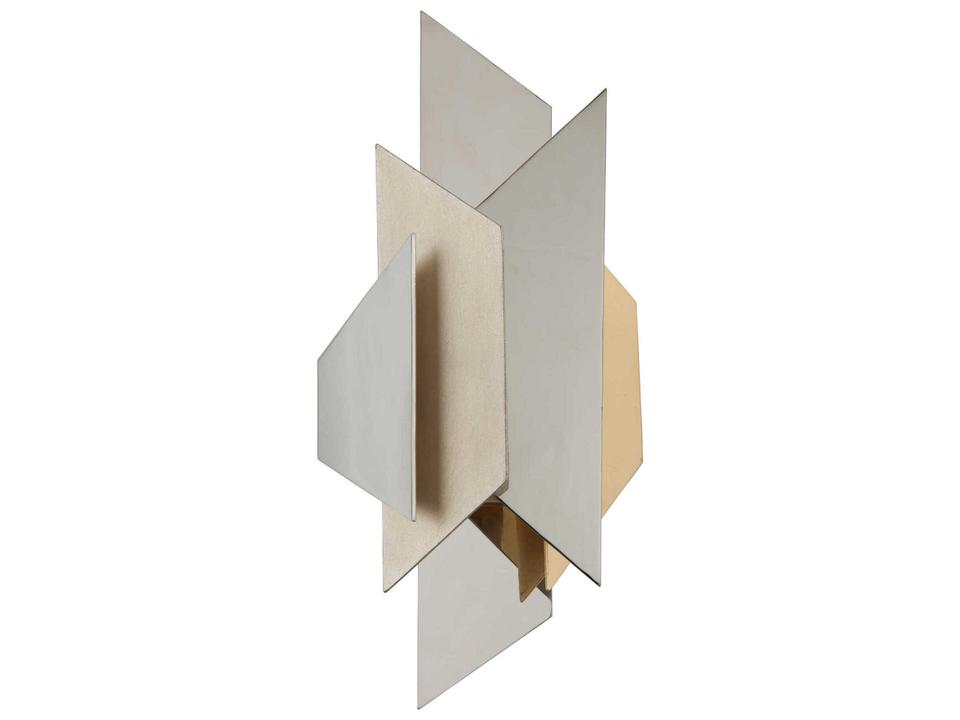 Modernist 2-Light Wall Sconce in Polished Stainless with Silver and Gold Leaf