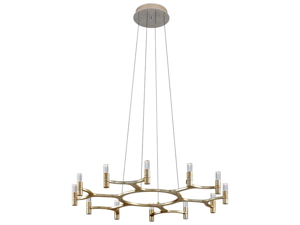 Nexus 12-Light Integrated LED Chandelier in Warm Silver Leaf and Crystal
