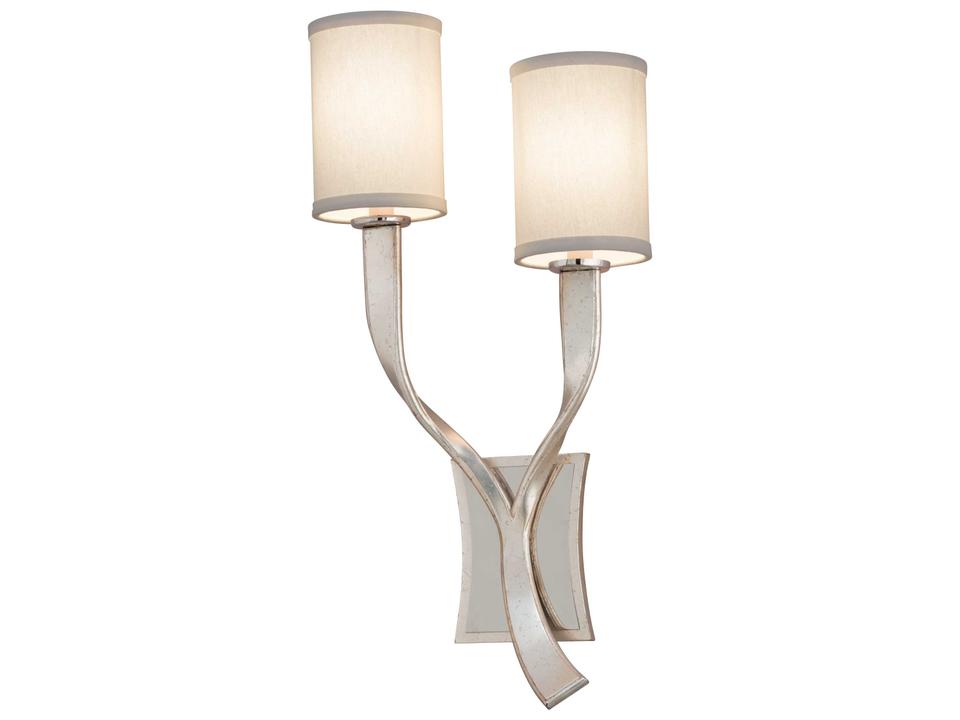 Roxy 2-Light Wall Sconce in Silver Leaf with Hardback Linen Shade