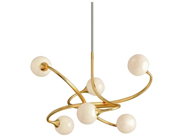 Signature 6-Light Chandelier in Gold Leaf with Antique White Glass