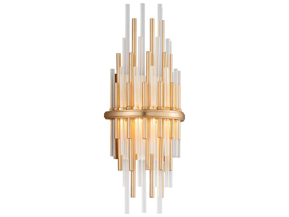 Theory 2-Light Wall Sconce in Gold Leaf and Stainless Steel