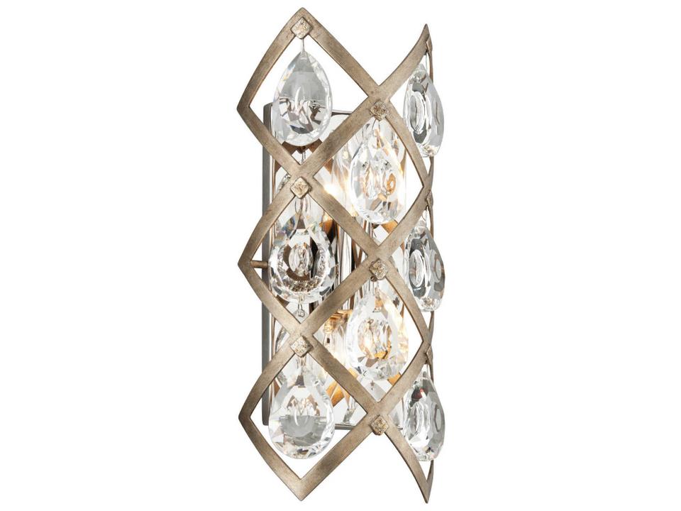 Tiara 2-Light Wall Sconce in Stria Gold Leaf and Stainless Steel