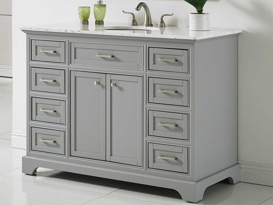 Americana 48-Inch Single Sink Bathroom Vanity Set in Light Grey with Carrara Marble Top