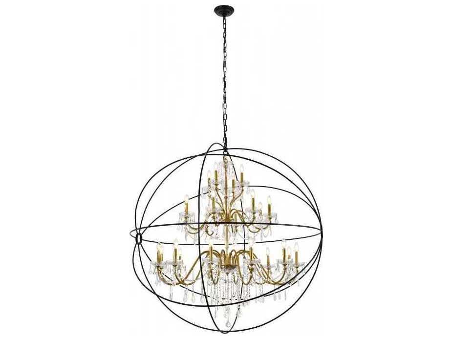 24-Light Cordelia Crystal Chandelier in Black and Gold