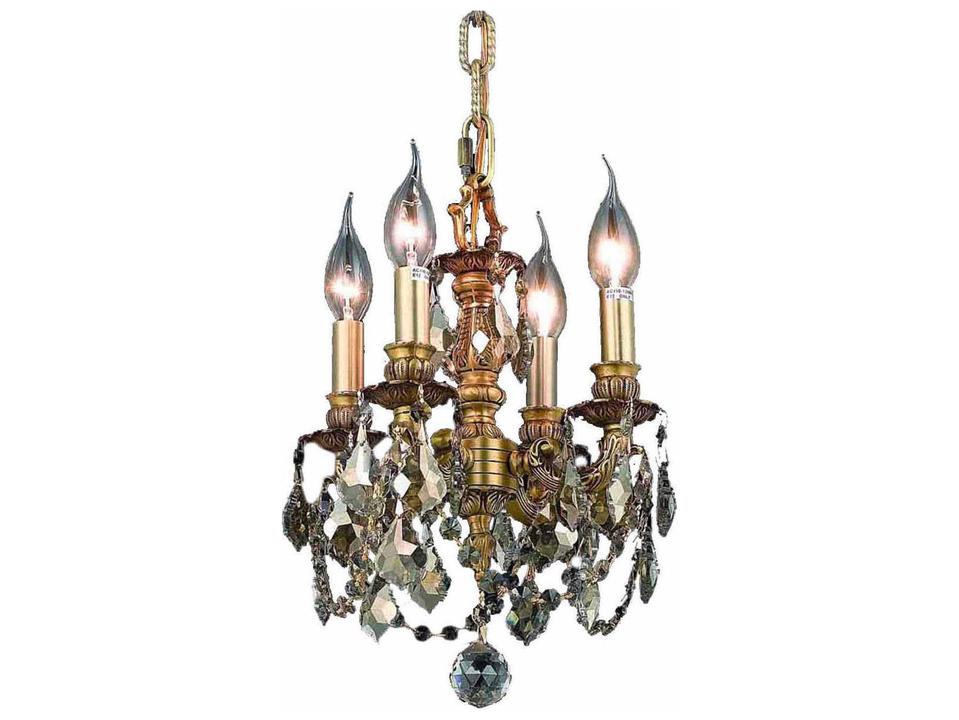 Lillie 4-Light French Gold Brass Crystal Candelabra Chandelier