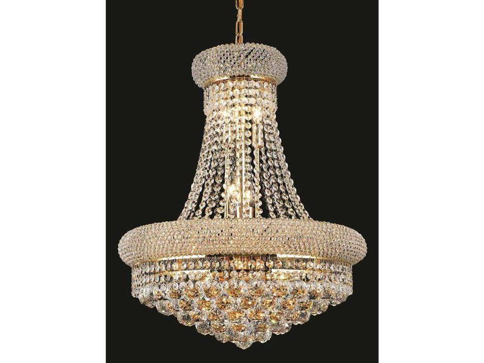 14-Light Primo Chandelier with Royal Cut Crystals in Gold