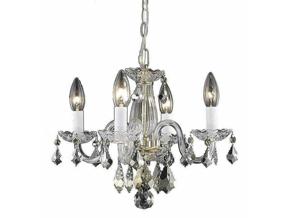 Rococo 4-Light Candelabra Chandelier with Royal Cut Crystal