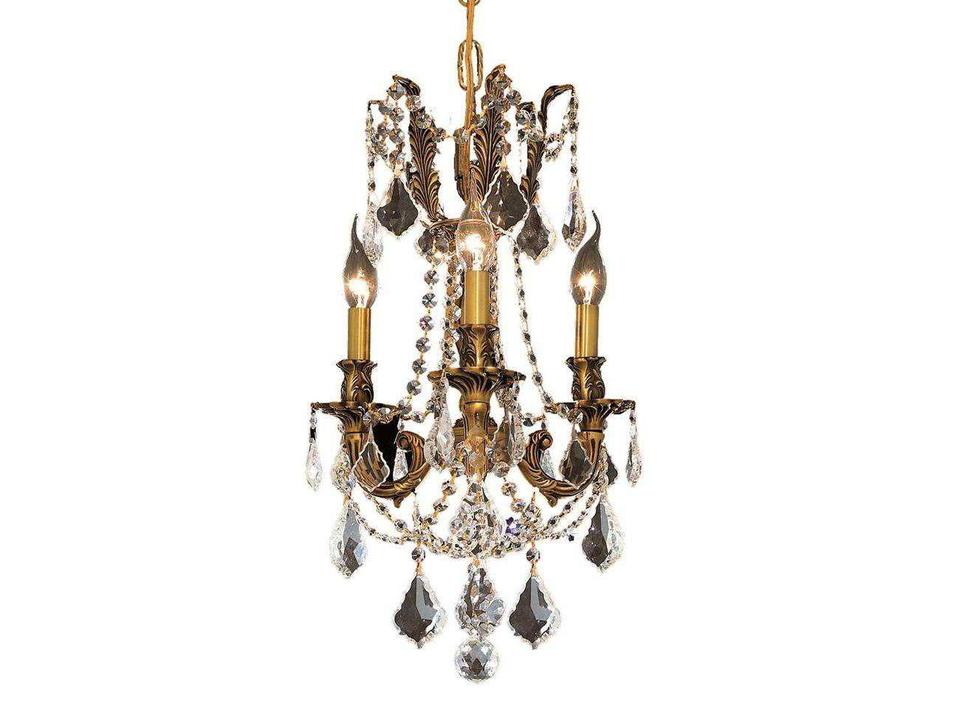 3-Light Rosalia Chandelier in French Gold with Clear Royal Cut Crystal