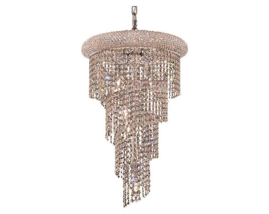 8-Light Spiral Chandelier with Clear Crystal in Chrome