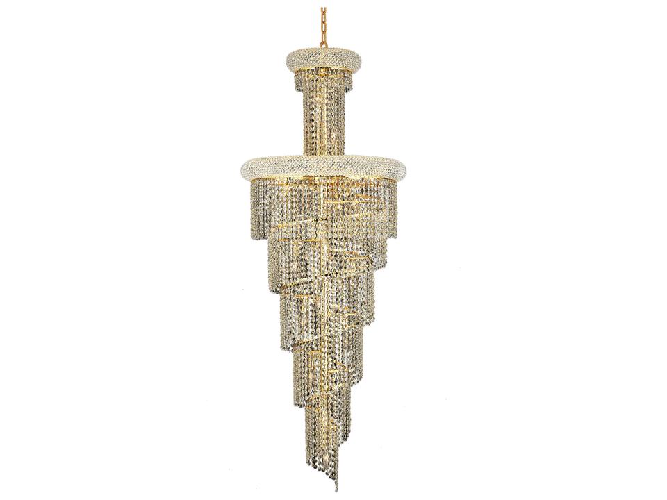 Spiral 22-Light Gold Clear Crystal Tiered Chandelier