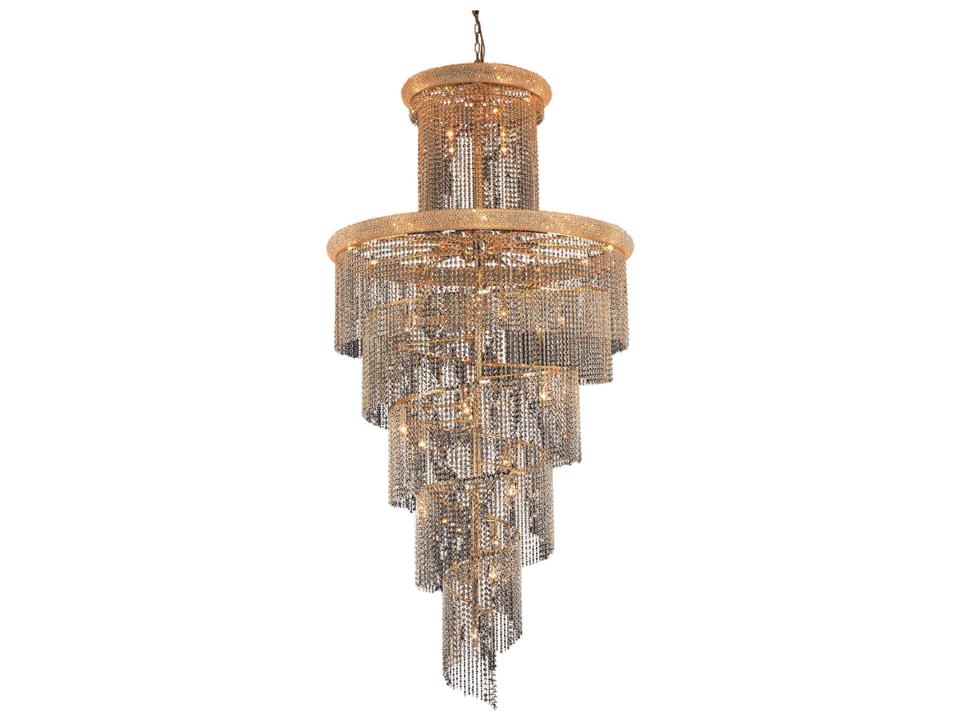 Spiral 41-Light Gold Clear Crystal Tiered Chandelier