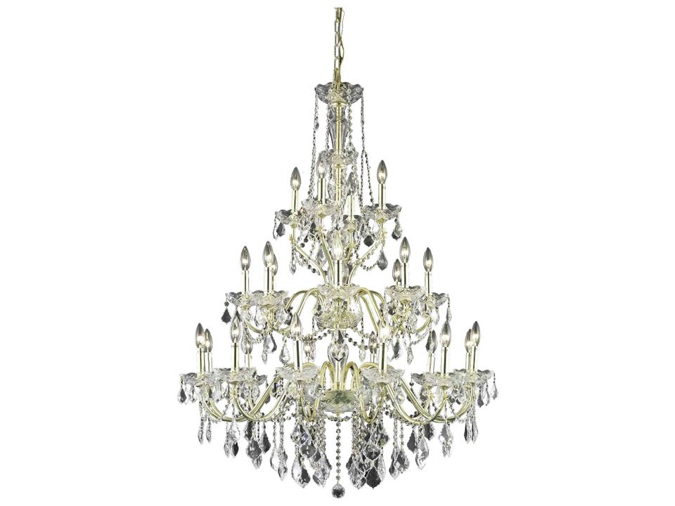 St. Francis 24-Light Gold Clear Crystal Candelabra Chandelier