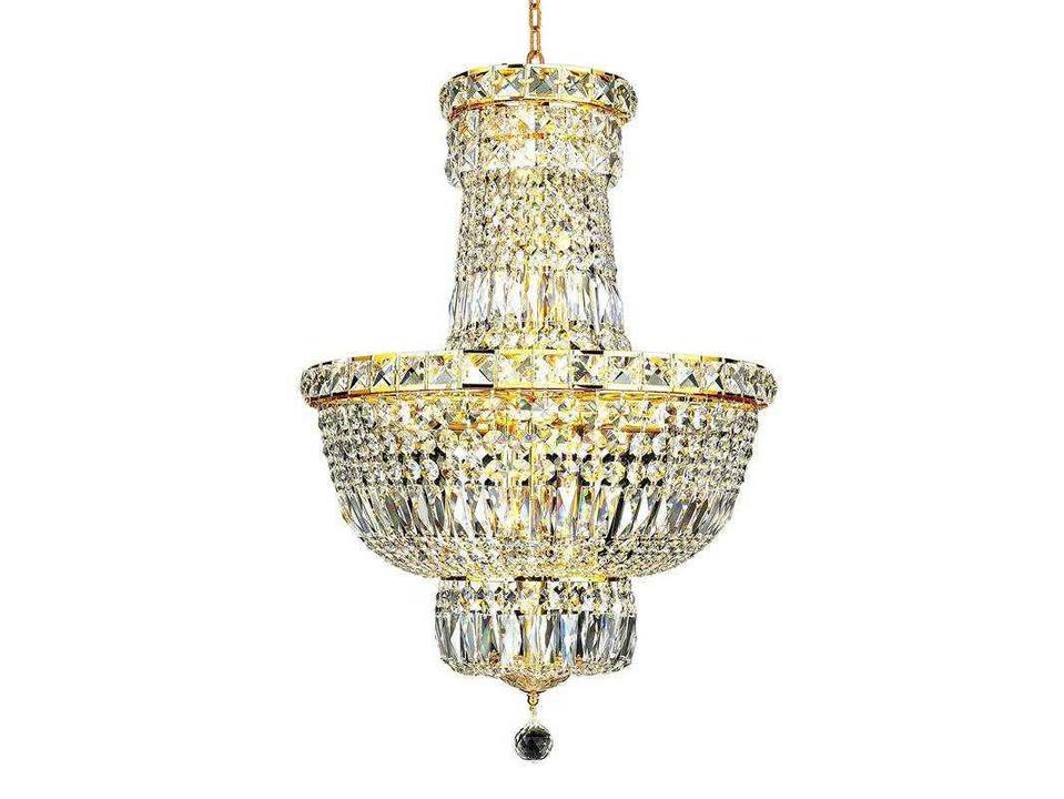 Tranquil 12-Light Gold Clear Royal Cut Crystal Chandelier