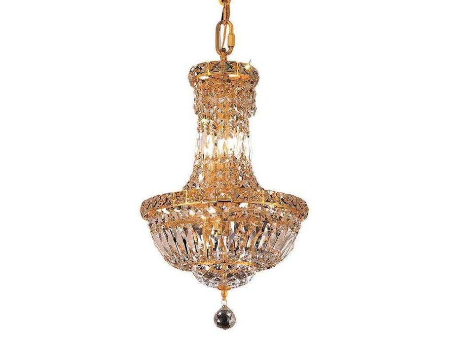 6-Light Tranquil Two-Tier Crystal Chandelier in Gold