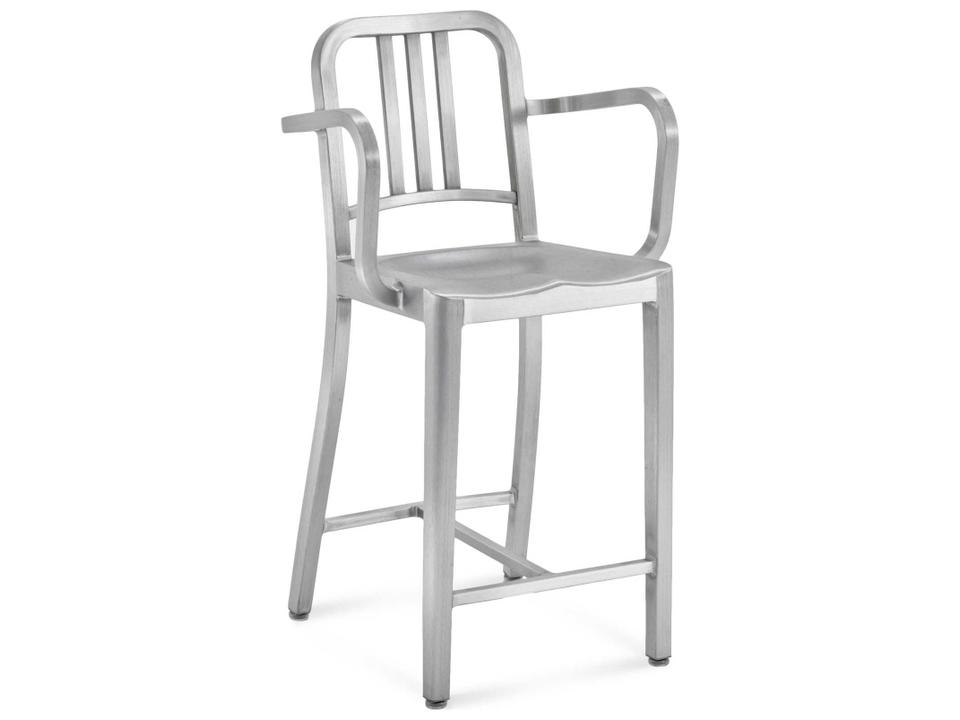 Navy Brushed Aluminum Counter Stool