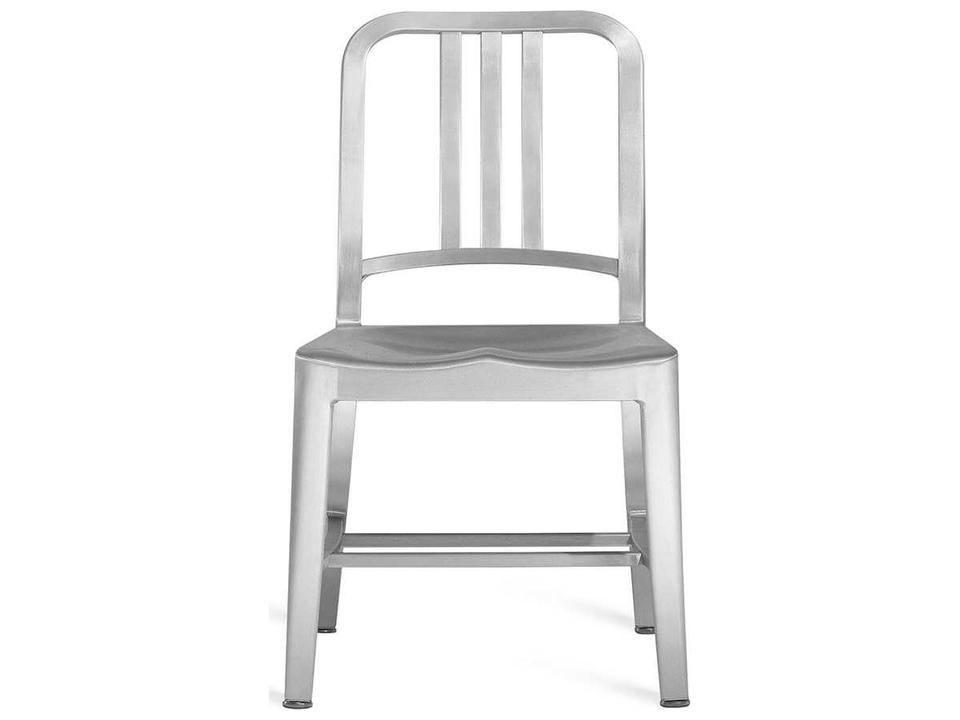 Navy 1006 Recycled Aluminum Side Dining Chair in Polished Silver