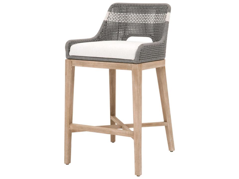 Tapestry Woven Rope Barstool in Dove White and Natural Gray