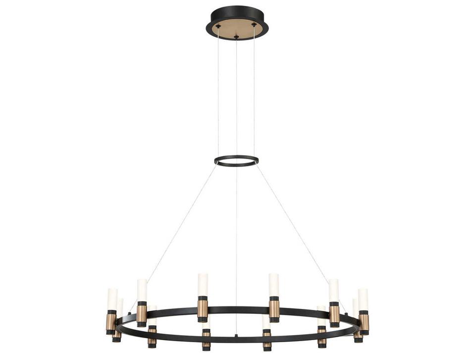 Albany 12-Light Integrated LED Chandelier in Deep Black and Brass