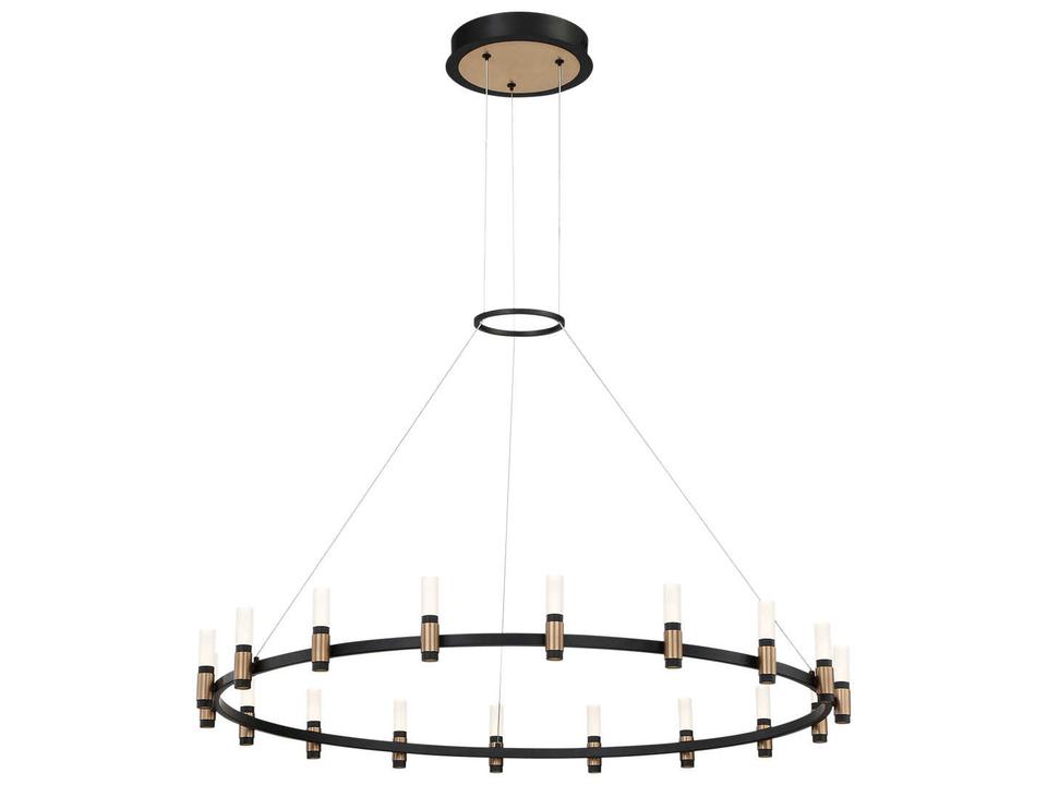 Albany 18-Light LED Round Chandelier in Deep Black and Brass