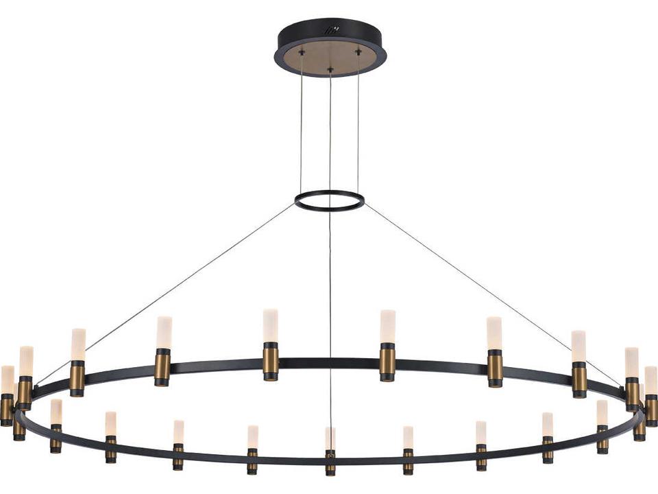 Albany 21-Light LED Round Chandelier in Deep Black and Brass