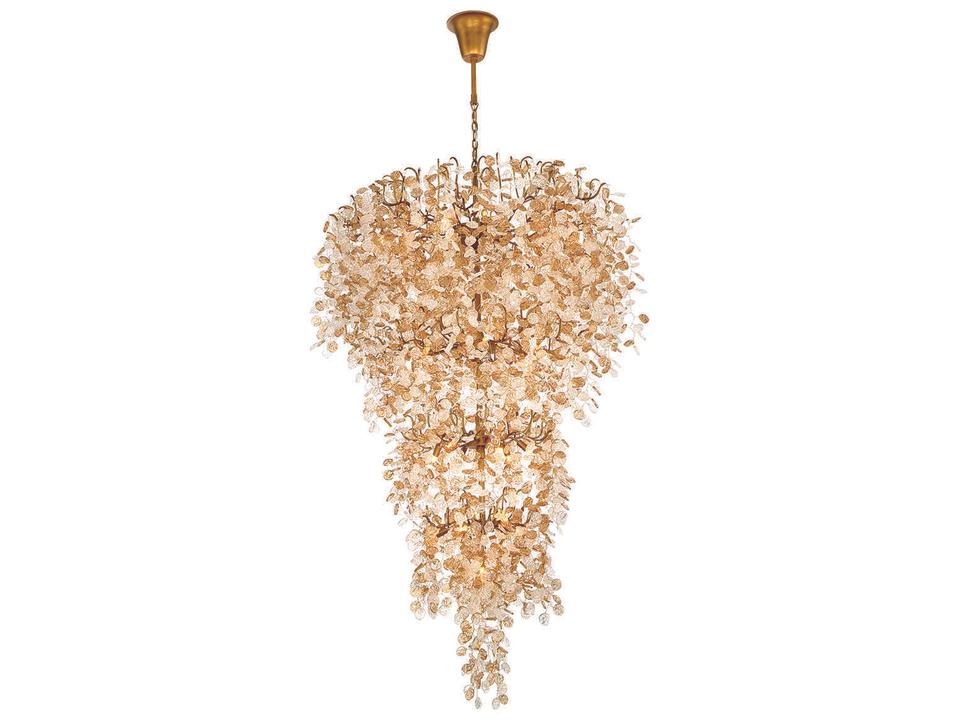 Campobasso 33-Light Antique Gold Glass Tiered Chandelier