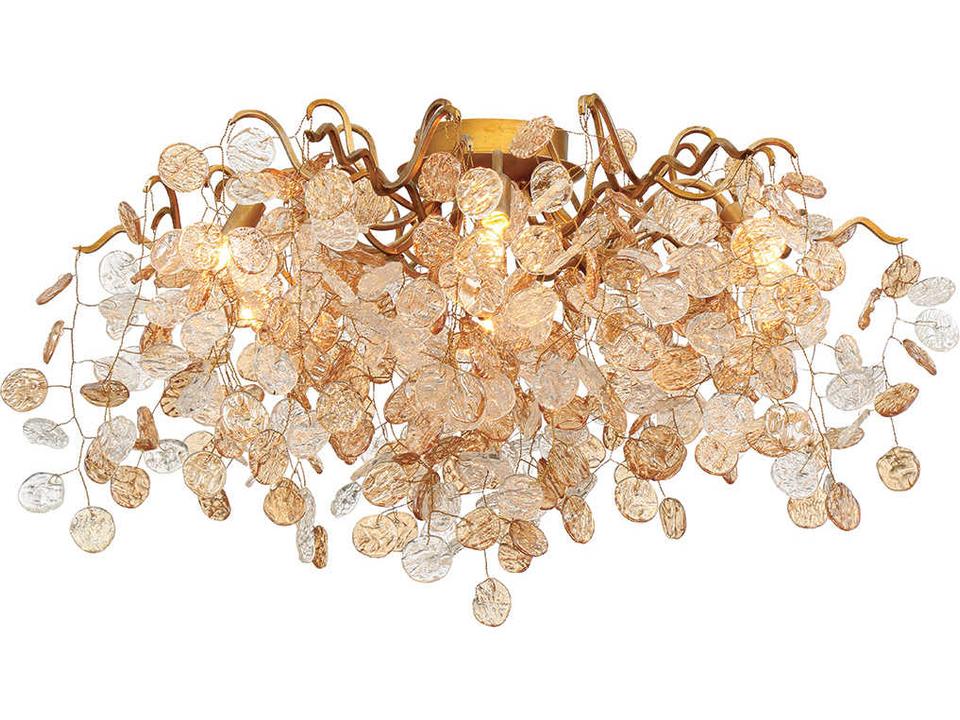 Campobasso 7-Light Antique Gold Glass Semi Flush Mount