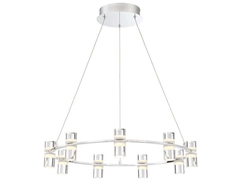 Netto 9-Light Chrome LED Cylinder Round Chandelier