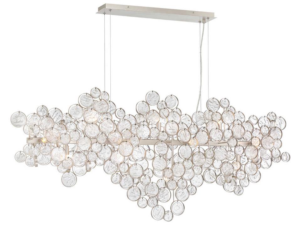 Trento 15-Light Linear Chandelier with Glass Wafers